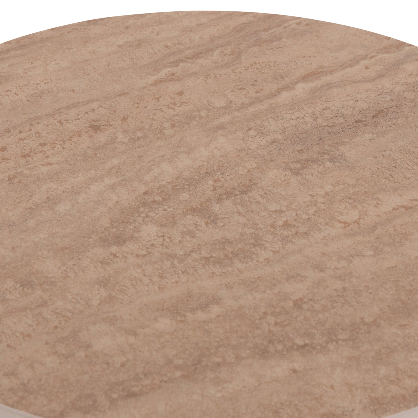 Side Table Sky Hm18330 Ceramic Top With Travertine Stone Look--mdf Base In Brown Φ45x50h