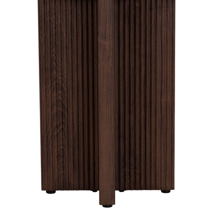 Side Table Sky Hm18330 Ceramic Top With Travertine Stone Look--mdf Base In Brown Φ45x50h