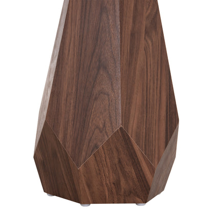 Side Table Venera Hm18442 Ceramic Top With Travertine Stone Look--mdf Base Walnut Φ45x50h