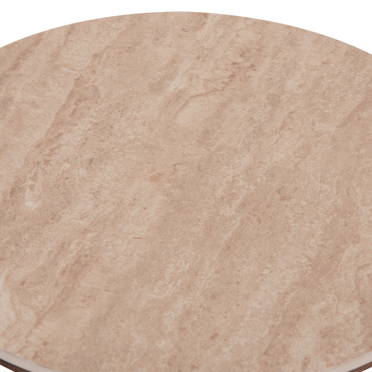 Side Table Venera Hm18442 Ceramic Top With Travertine Stone Look--mdf Base Walnut Φ45x50h