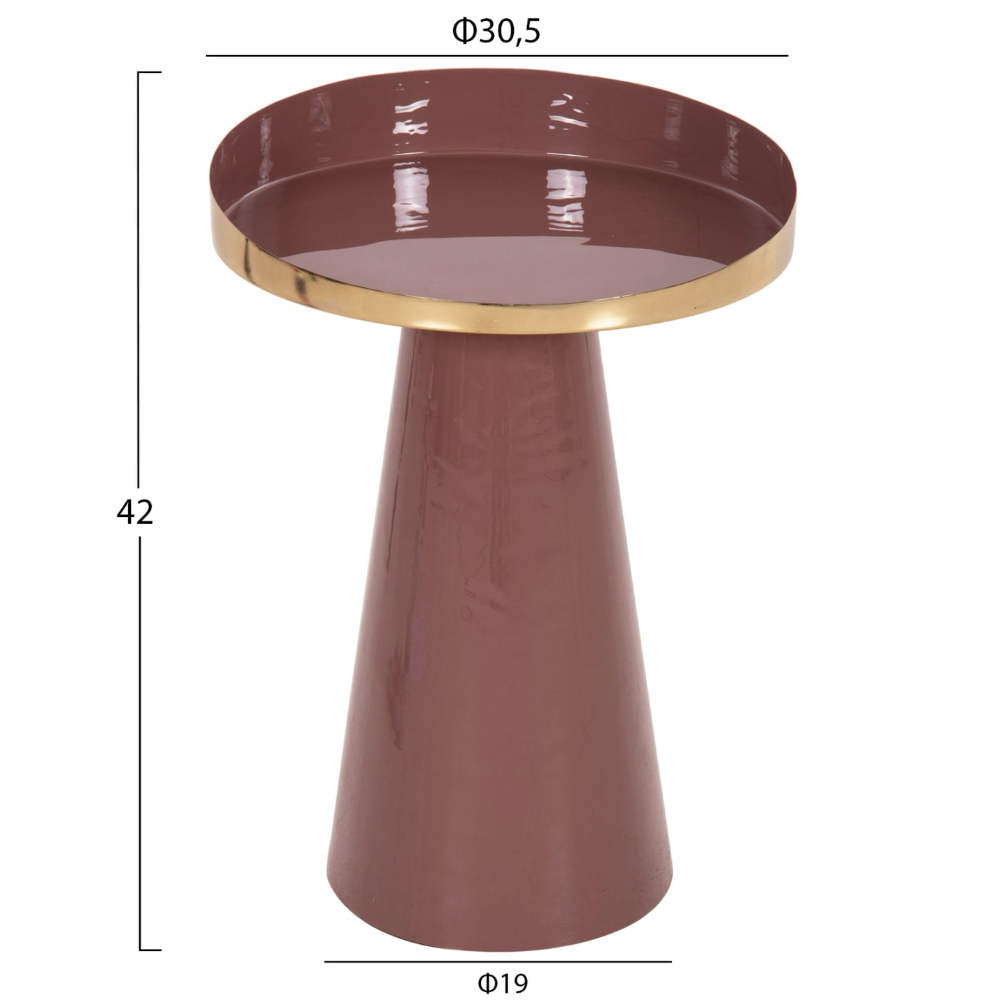 Side Table Latur Hm4250.06 Metal In Brownish Red-gold Φ30,5x39-42hcm.