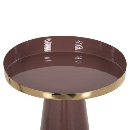 Side Table Latur Hm4250.06 Metal In Brownish Red-gold Φ30,5x39-42hcm.