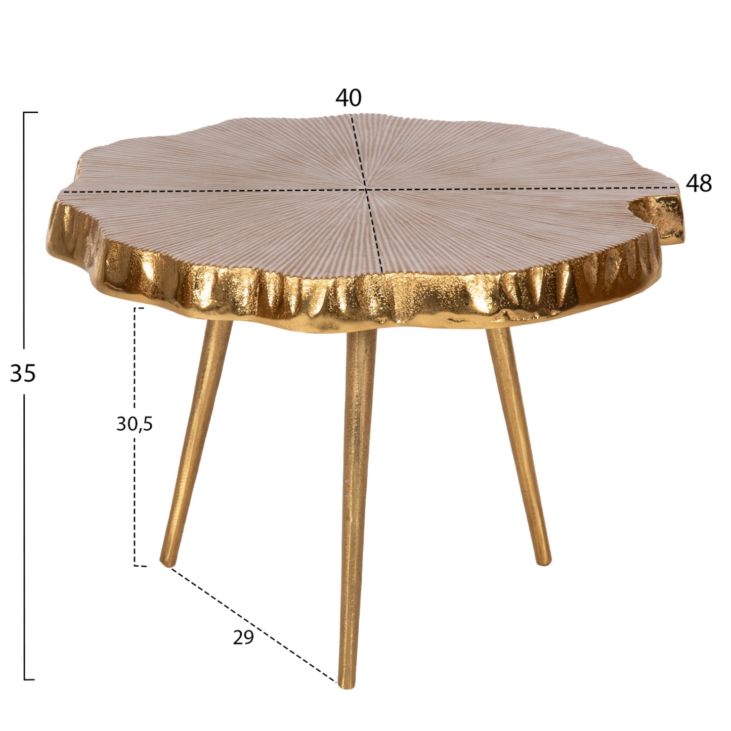 Side Table Angul Hm4264 Metal In Gold-white 48x40x35hcm.