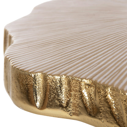 Side Table Angul Hm4264 Metal In Gold-white 48x40x35hcm.