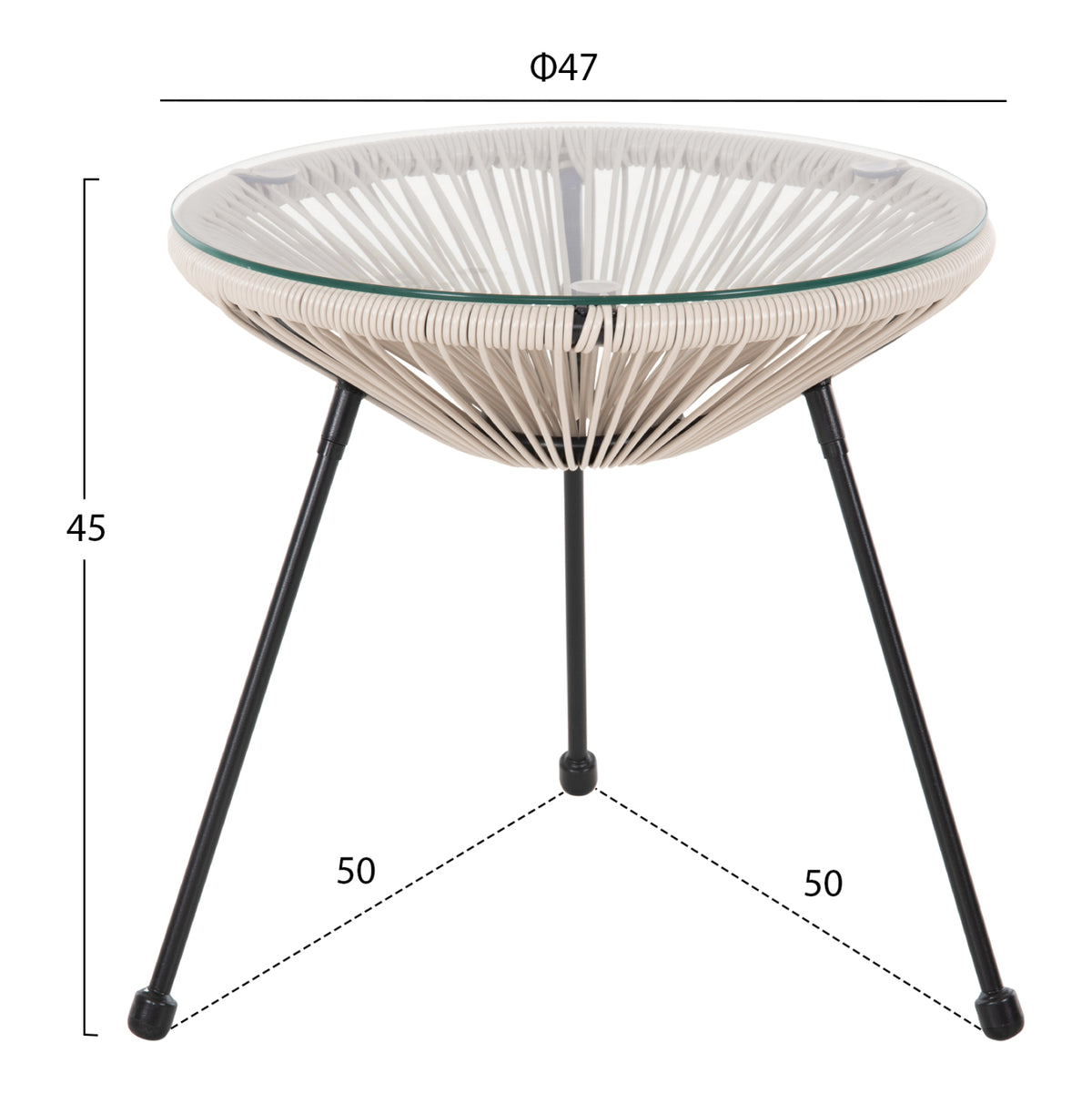 Outdoor Coffee Table Acapulco Hm5874.03 Metal In Black- Synthetic Rattan In Beige Φ47x45hcm.