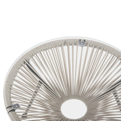 Outdoor Coffee Table Allegra Hm5874.03 Metal In Black- Synthetic Rattan In Beige Φ47x45hcm.