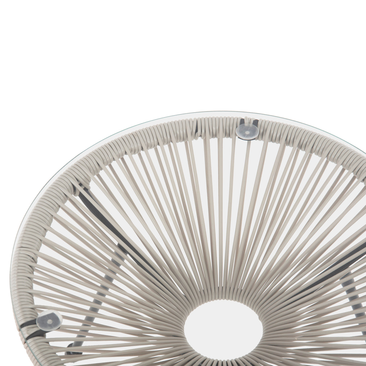 Outdoor Coffee Table Acapulco Hm5874.03 Metal In Black- Synthetic Rattan In Beige Φ47x45hcm.