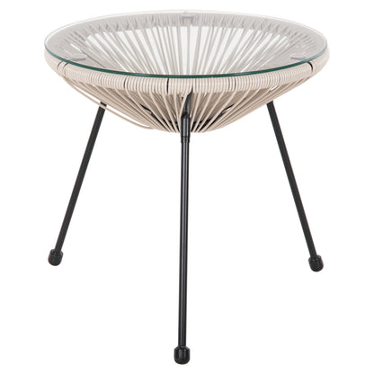 Outdoor Coffee Table Allegra Hm5874.03 Metal In Black- Synthetic Rattan In Beige Φ47x45hcm.