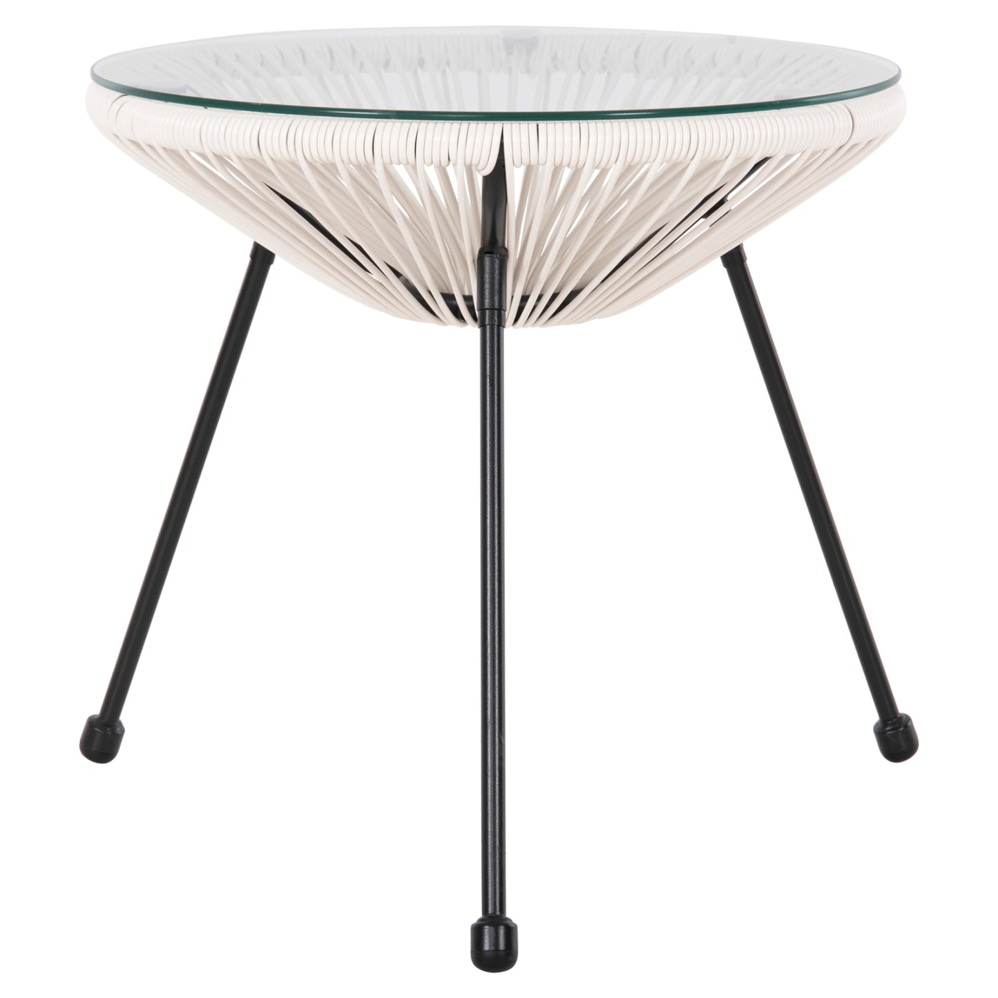 Outdoor Coffee Table Allegra Hm5874.12 Metal In Black- Synthetic Rattan In White Φ47x45hcm.