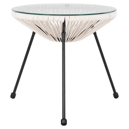 Outdoor Coffee Table Allegra Hm5874.12 Metal In Black- Synthetic Rattan In White Φ47x45hcm.