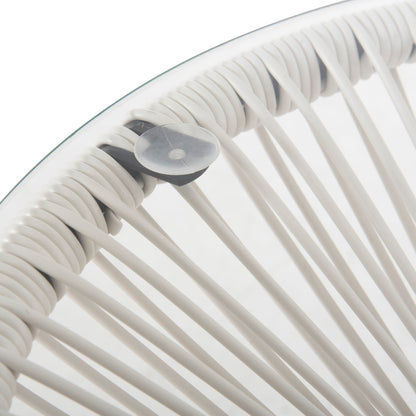 Outdoor Coffee Table Allegra Hm5874.12 Metal In Black- Synthetic Rattan In White Φ47x45hcm.