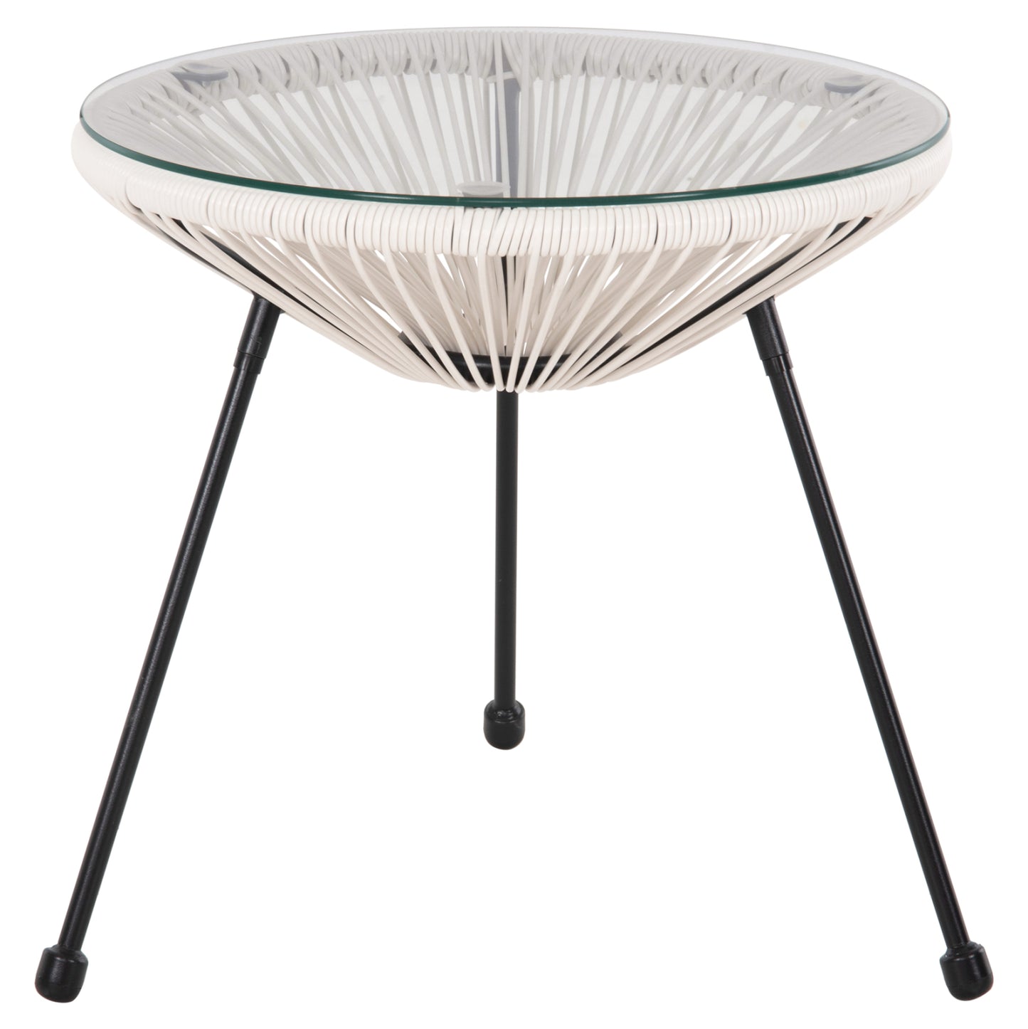 Outdoor Coffee Table Allegra Hm5874.12 Metal In Black- Synthetic Rattan In White Φ47x45hcm.