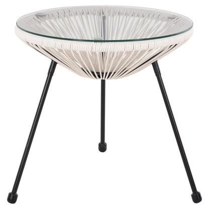 Outdoor Coffee Table Allegra Hm5874.12 Metal In Black- Synthetic Rattan In White Φ47x45hcm.