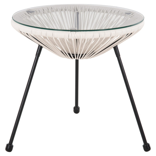 Outdoor Coffee Table Allegra Hm5874.12 Metal In Black- Synthetic Rattan In White Φ47x45hcm.