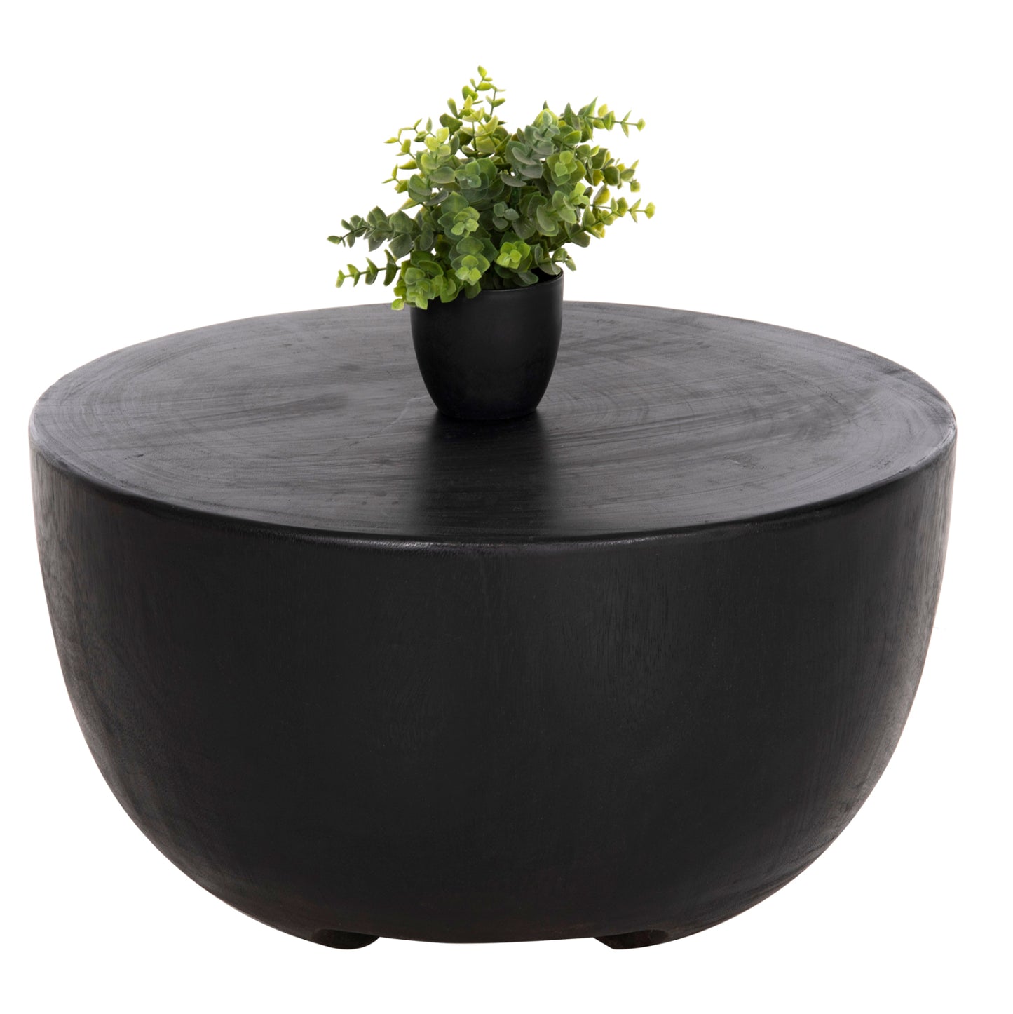 Side Table Pompu Hm9794.02 Solid Suar Wood In Black Color Φ58x34hcm.