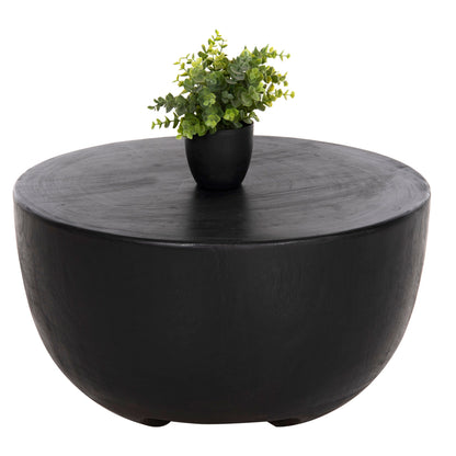 Side Table Pompu Hm9794.02 Solid Suar Wood In Black Color Φ58x34hcm.