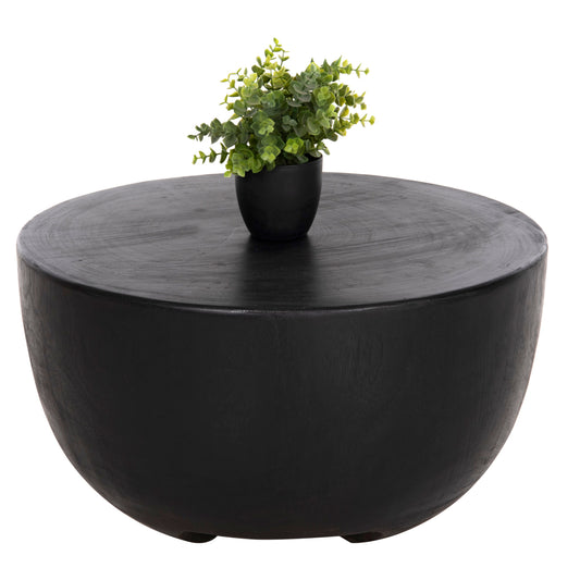 Side Table Pompu Hm9794.02 Solid Suar Wood In Black Color Φ58x34hcm.