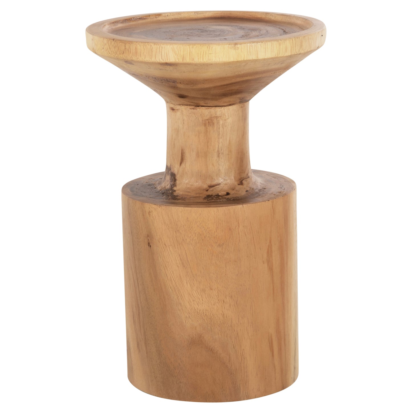 Side Table Bermal Hm9889 Solid Suar Wood In Natural Φ30x46hcm.