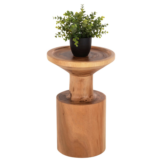 Side Table Bermal Hm9889 Solid Suar Wood In Natural Φ30x46hcm.