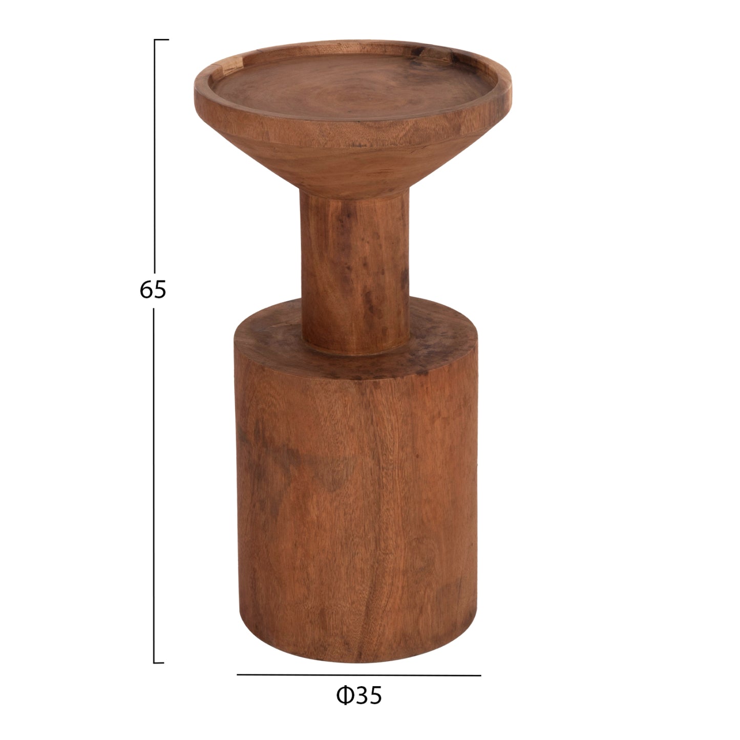 Side Table Bermal Hm9889.11 Solid Suar Wood In Natural Color Φ35x65hcm.