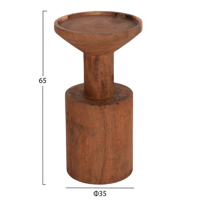 Side Table Bermal Hm9889.11 Solid Suar Wood In Natural Color Φ35x65hcm.