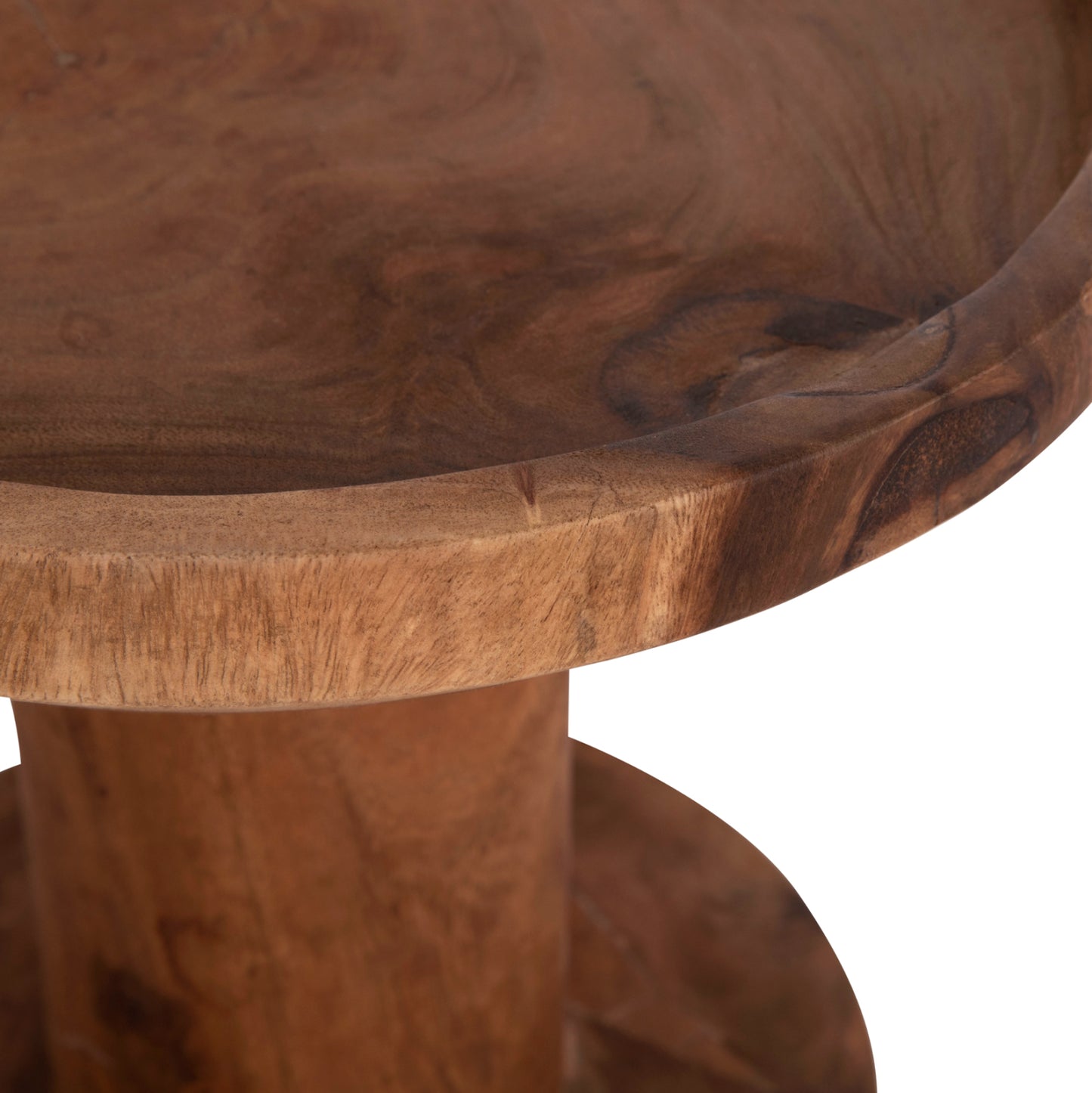 Side Table Bermal Hm9889.11 Solid Suar Wood In Natural Color Φ35x65hcm.