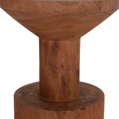 Side Table Bermal Hm9889.11 Solid Suar Wood In Natural Color Φ35x65hcm.