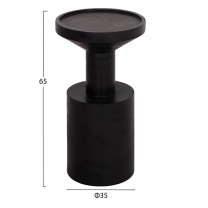 Side Table Bermal Hm9889.12 Solid Suar Wood In Black Color Φ35x65hcm.