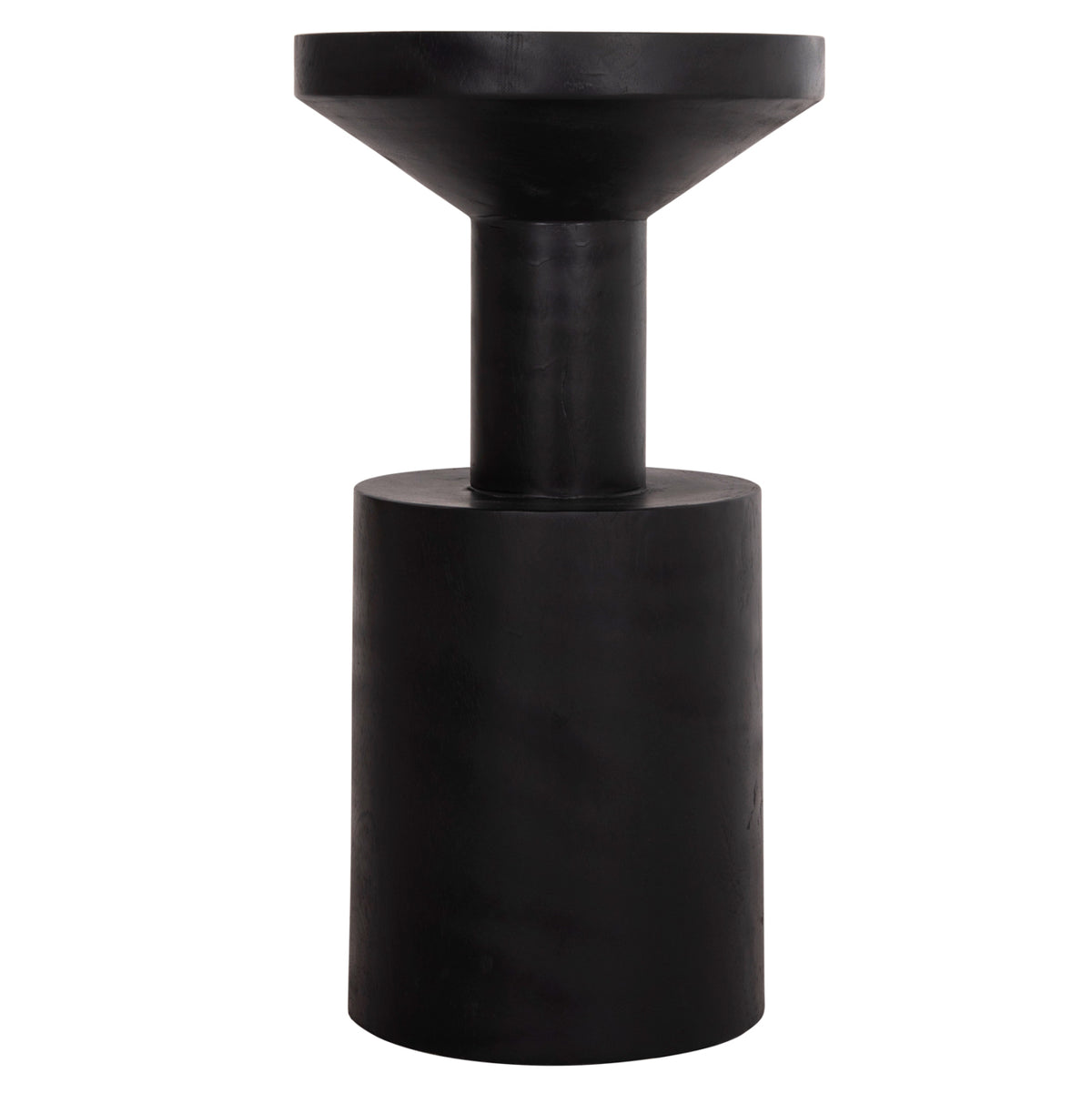 Side Table Bermal Hm9889.12 Solid Suar Wood In Black Color Φ35x65hcm.