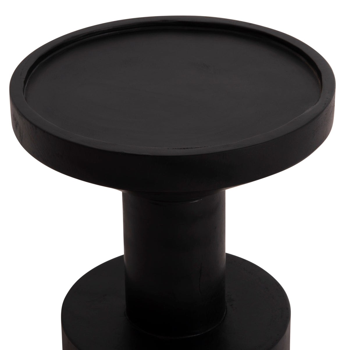 Side Table Bermal Hm9889.12 Solid Suar Wood In Black Color Φ35x65hcm.