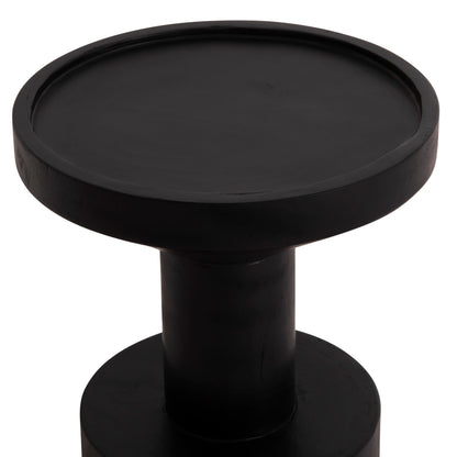 Side Table Bermal Hm9889.12 Solid Suar Wood In Black Color Φ35x65hcm.
