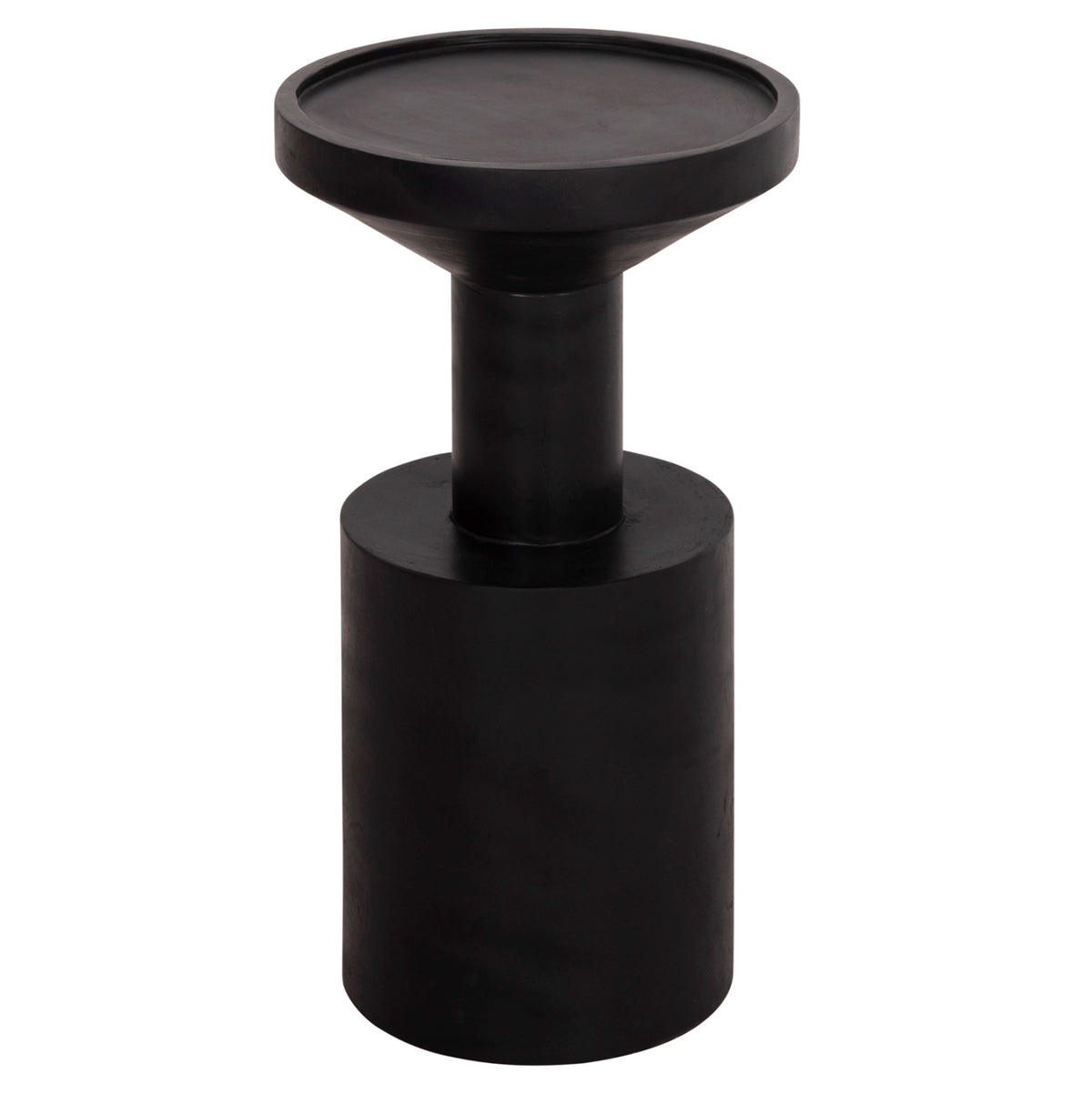 Side Table Bermal Hm9889.12 Solid Suar Wood In Black Color Φ35x65hcm.