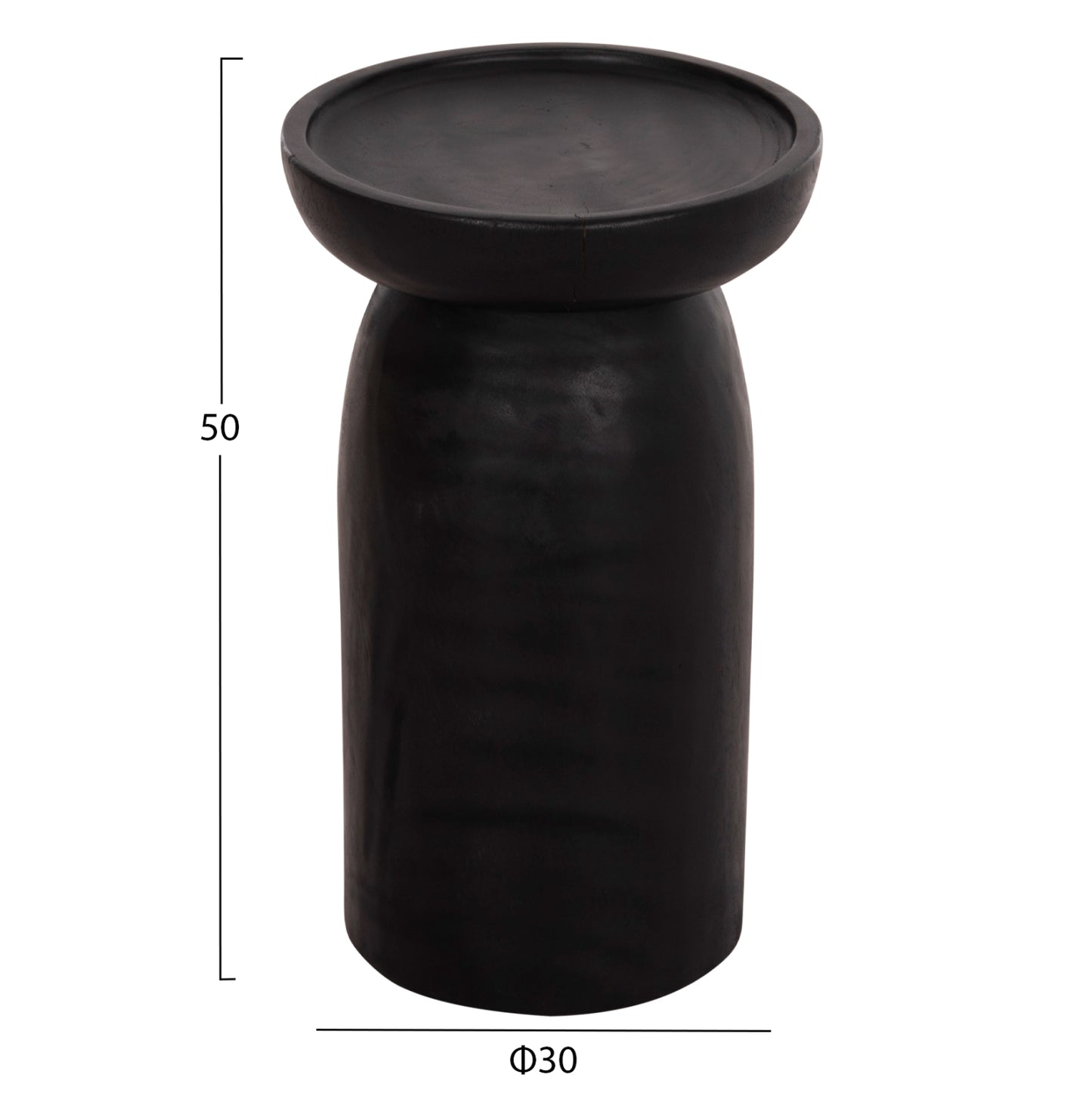 Side Table Loki Hm9899.12 Solid Suar Wood In Black Φ30x50hcm.