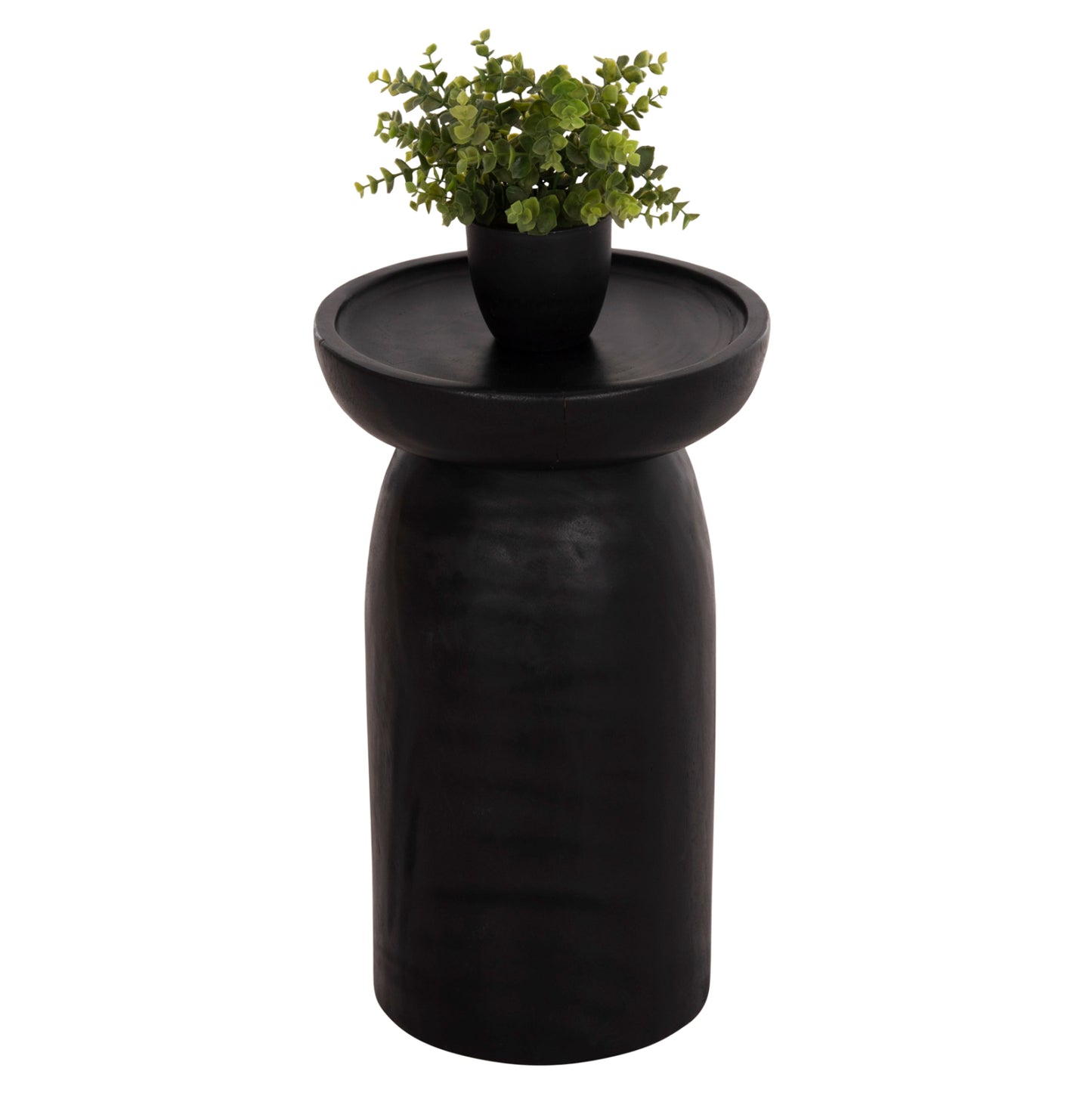 Side Table Loki Hm9899.12 Solid Suar Wood In Black Φ30x50hcm.