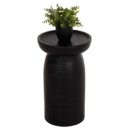 Side Table Loki Hm9899.12 Solid Suar Wood In Black Φ30x50hcm.