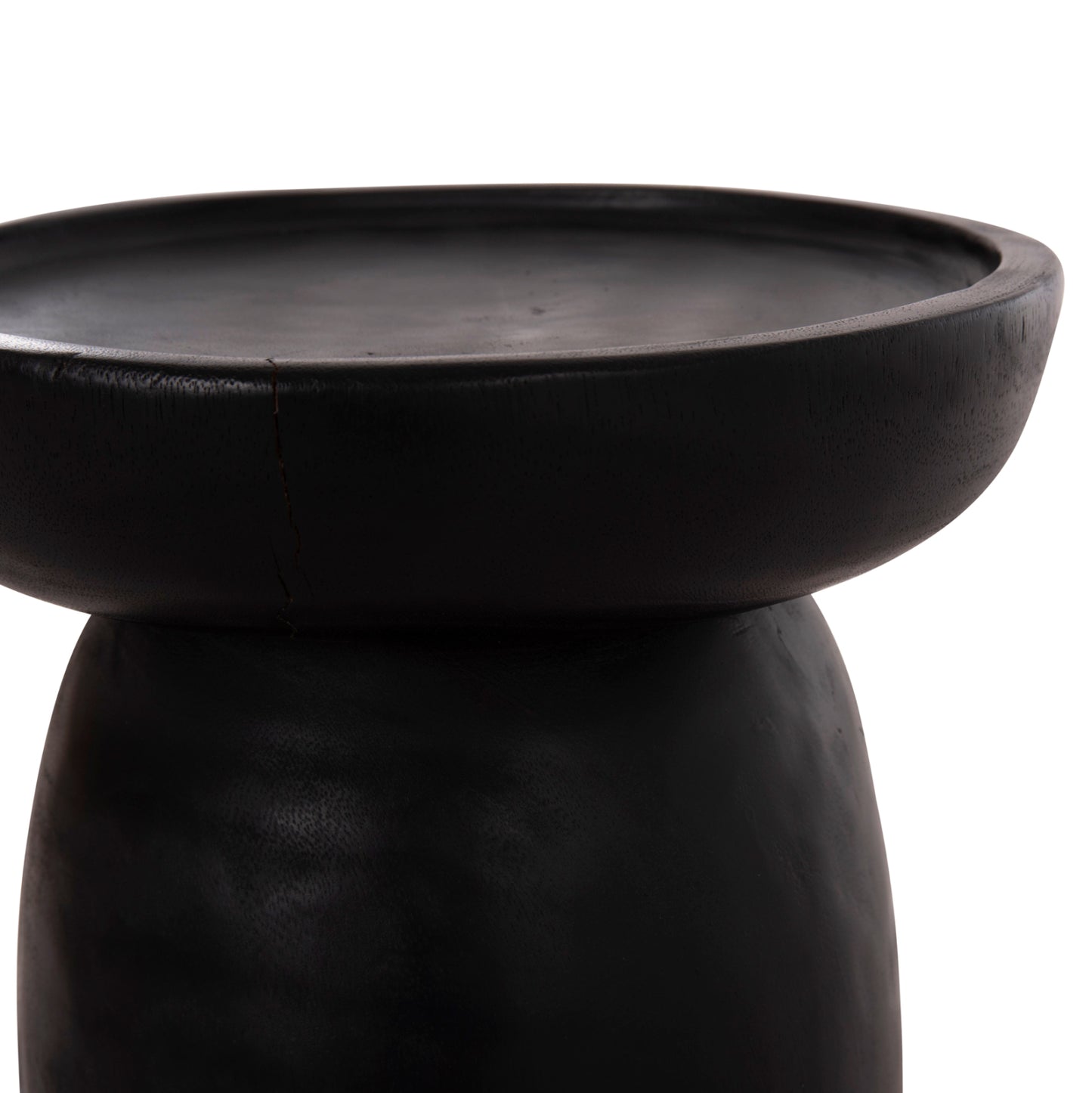Side Table Loki Hm9899.12 Solid Suar Wood In Black Φ30x50hcm.