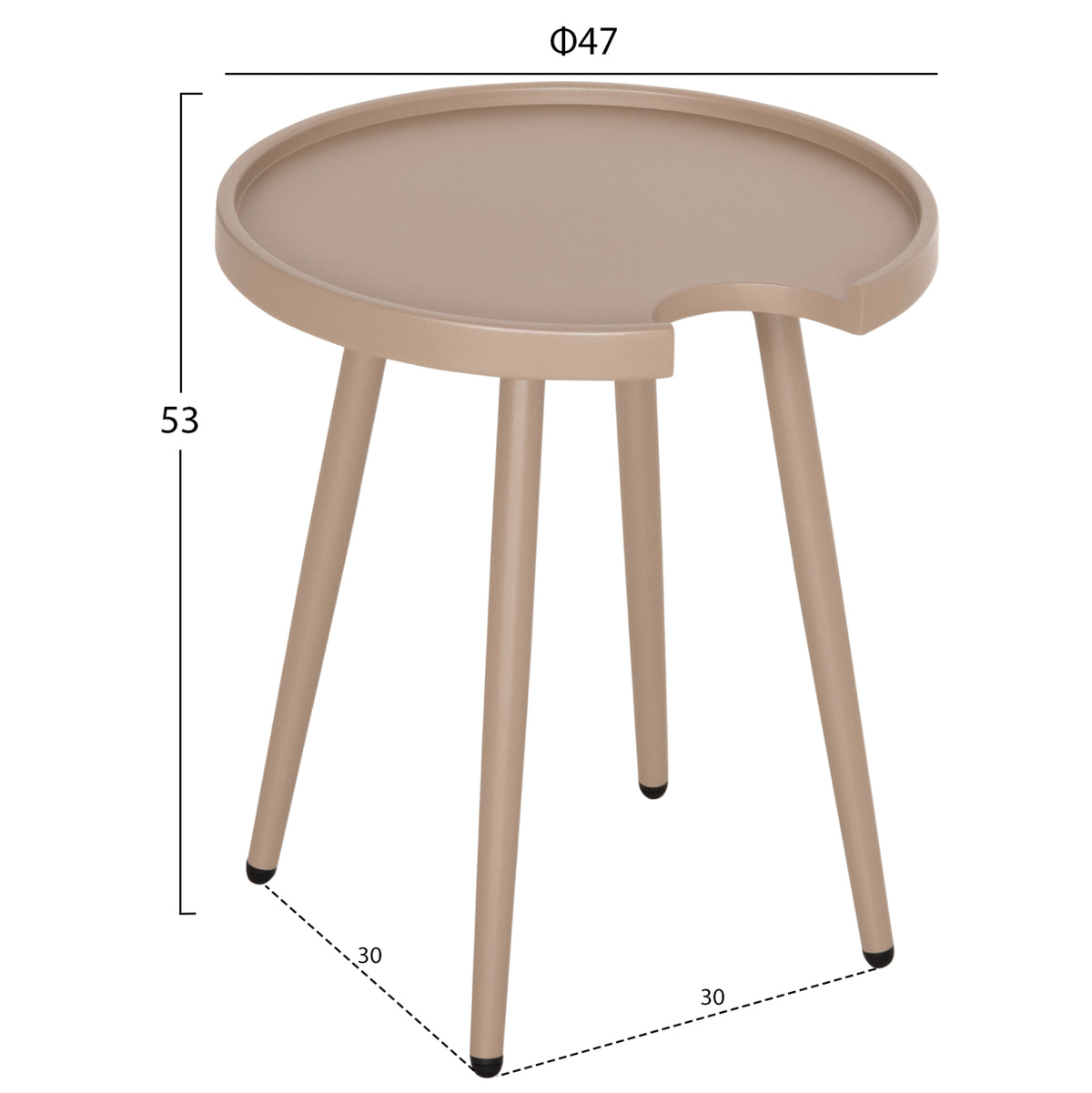 Outdoor Round Side Table Teroc Hm6433.03 Aluminum In Cappuccino Φ47x53hcm.