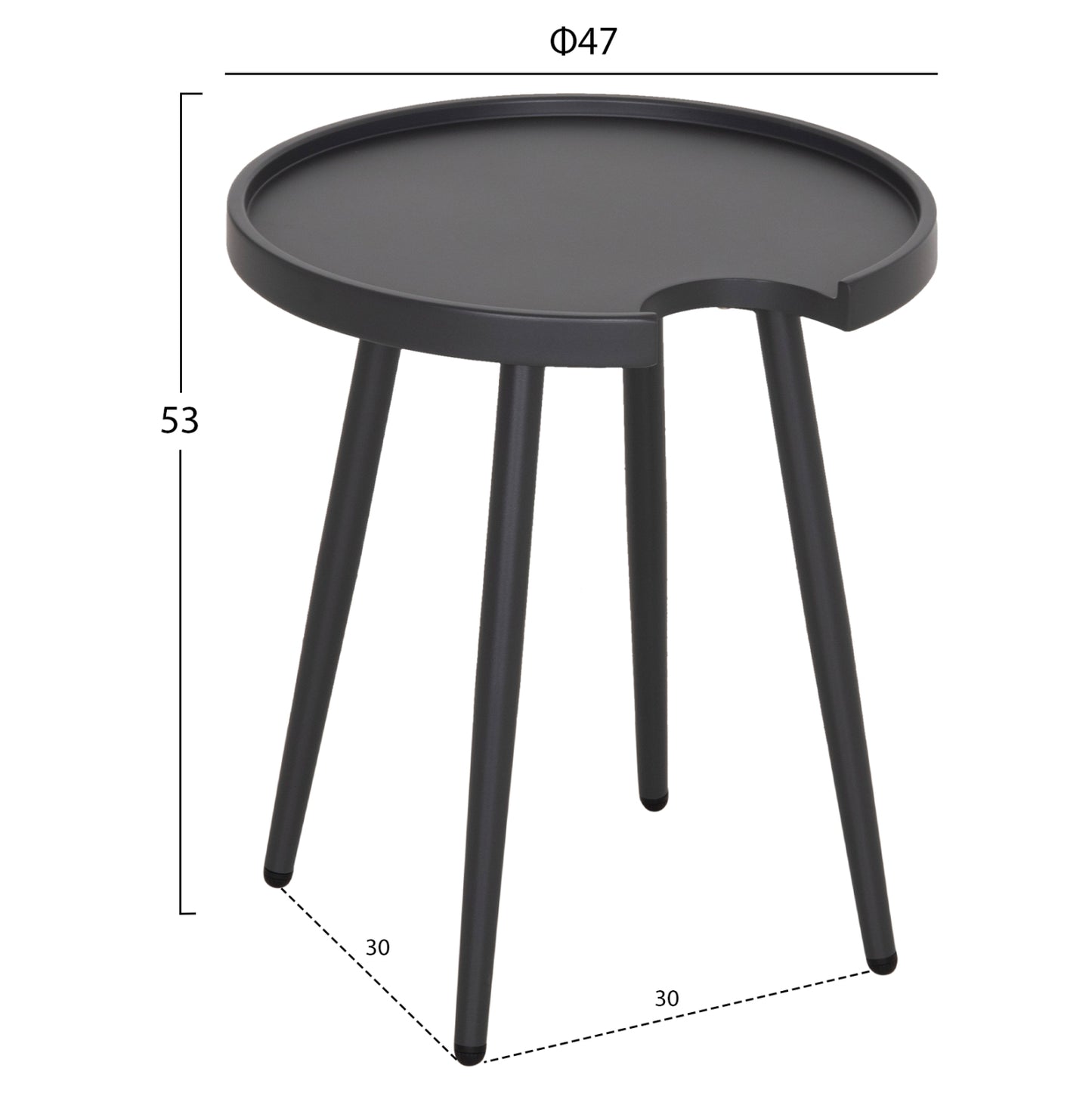 Outdoor Round Side Table Teroc Hm6433.01 Aluminum In Grey Φ47x53hcm.