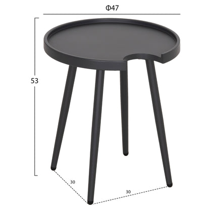 Outdoor Round Side Table Teroc Hm6433.01 Aluminum In Grey Φ47x53hcm.