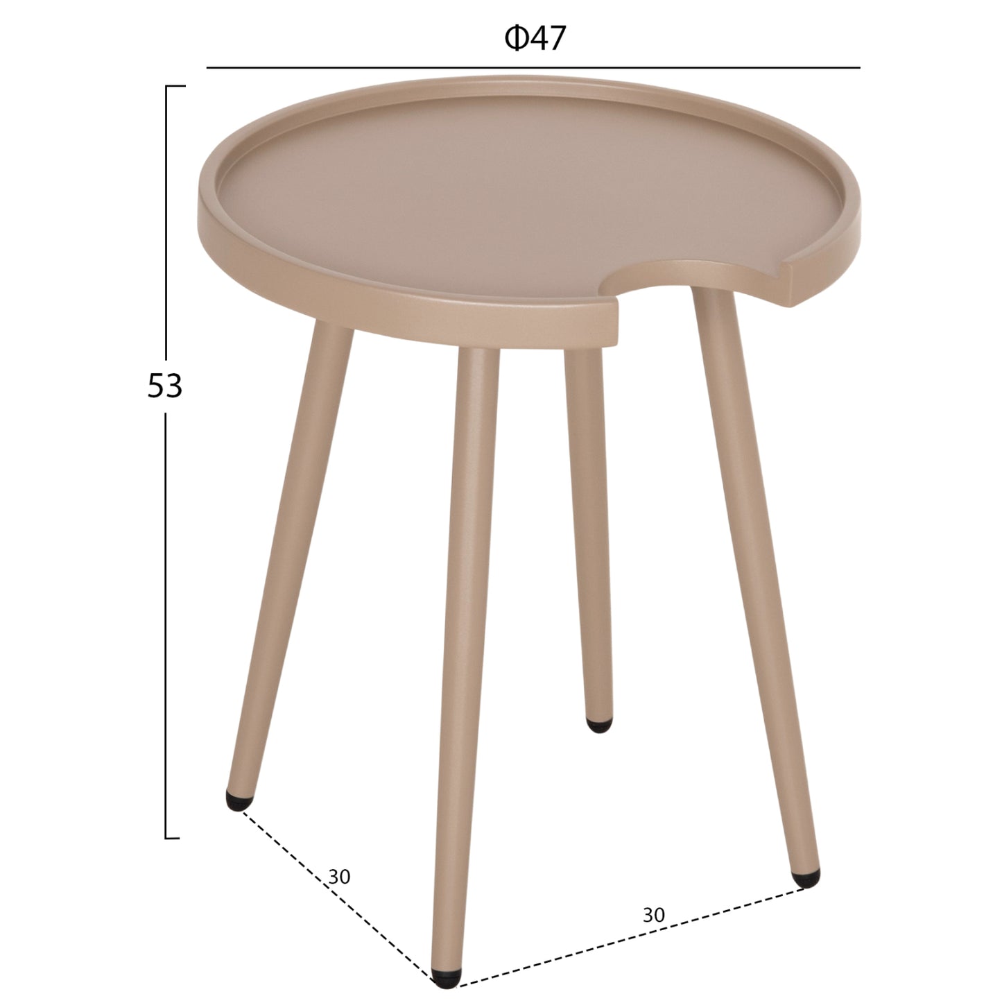 Outdoor Round Side Table Teroc Hm6433.03 Aluminum In Cappuccino Φ47x53hcm.