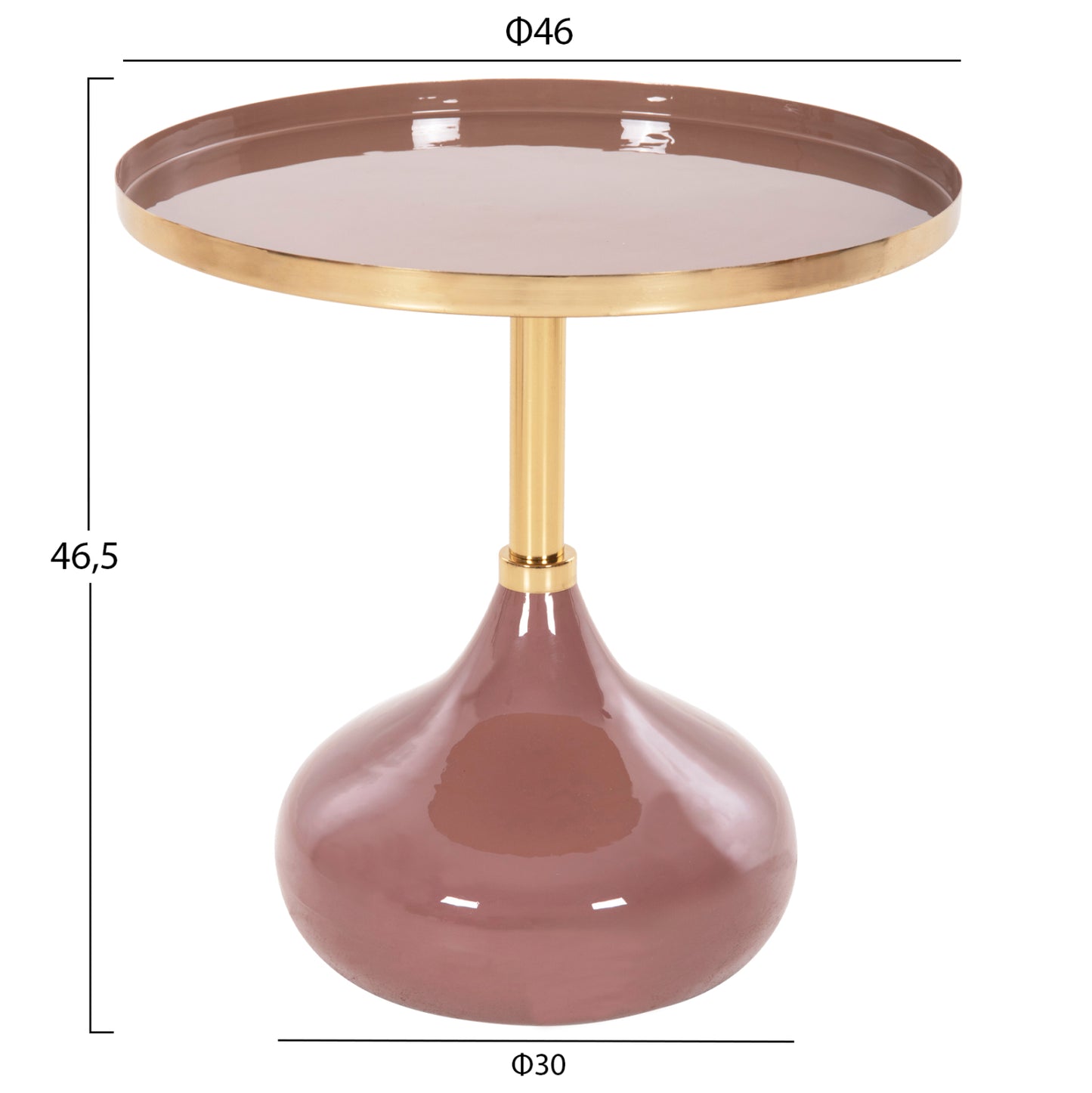 Side Table Round Utri Hm4241.06 Metal In Warm Pink-beige Φ46x46,5hcm.
