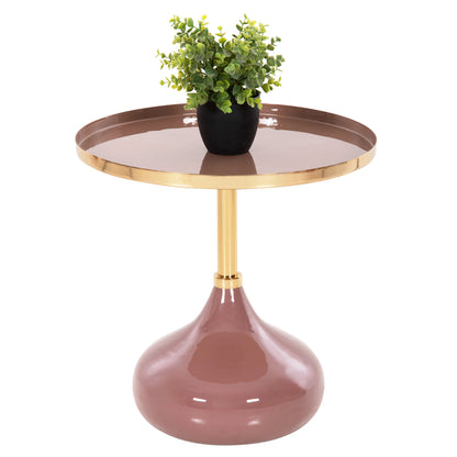 Side Table Round Utri Hm4241.06 Metal In Warm Pink-beige Φ46x46,5hcm.