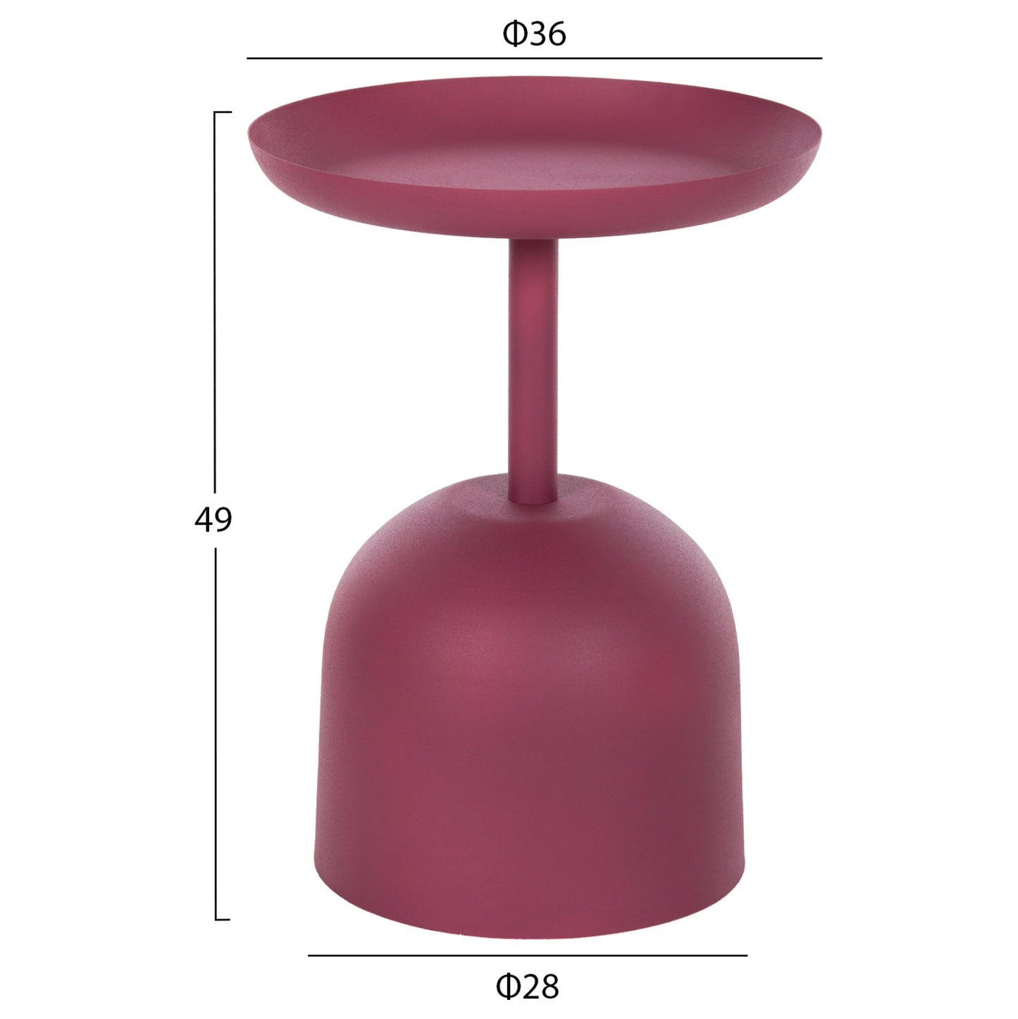Side Table Round Delbel Hm4262.06 Metal In Pink Φ36x49hcm.