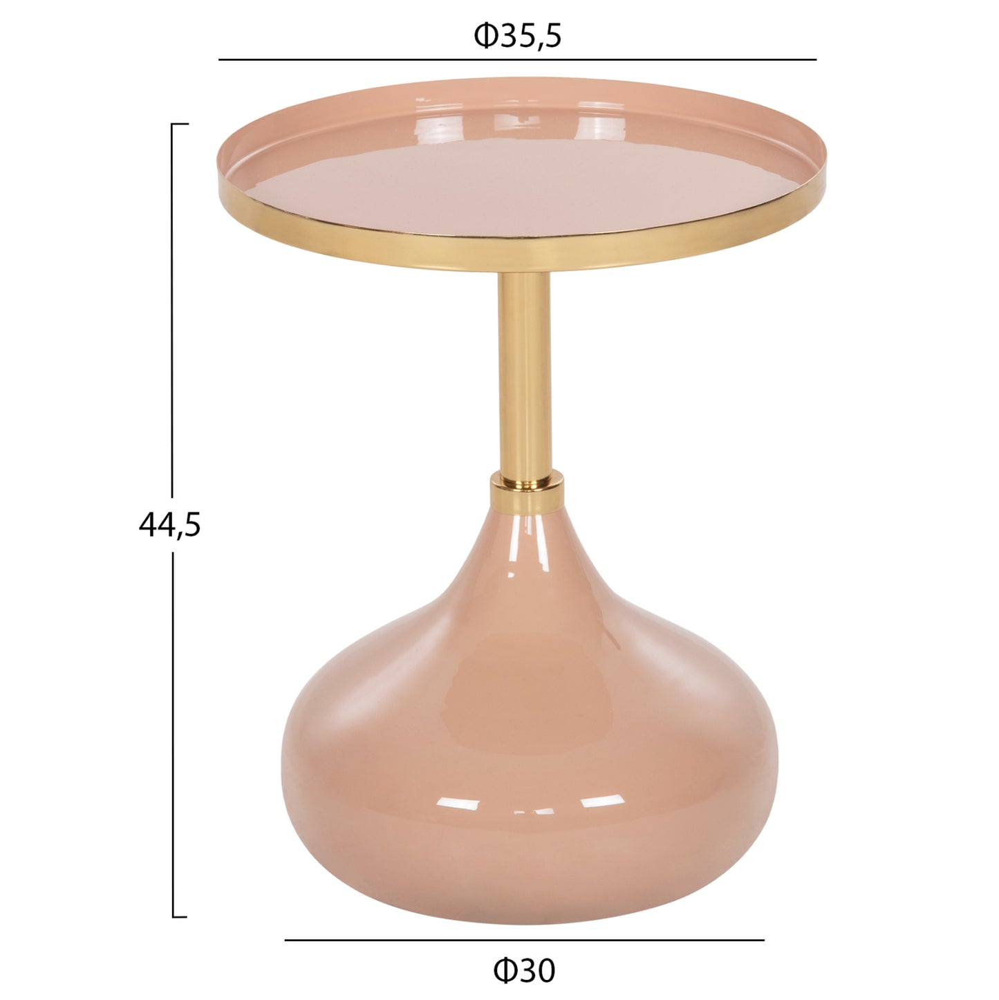 Side Table Round Utri Hm4384.10 Metal In Warm Pink-beige Φ35,5x44,5hcm.
