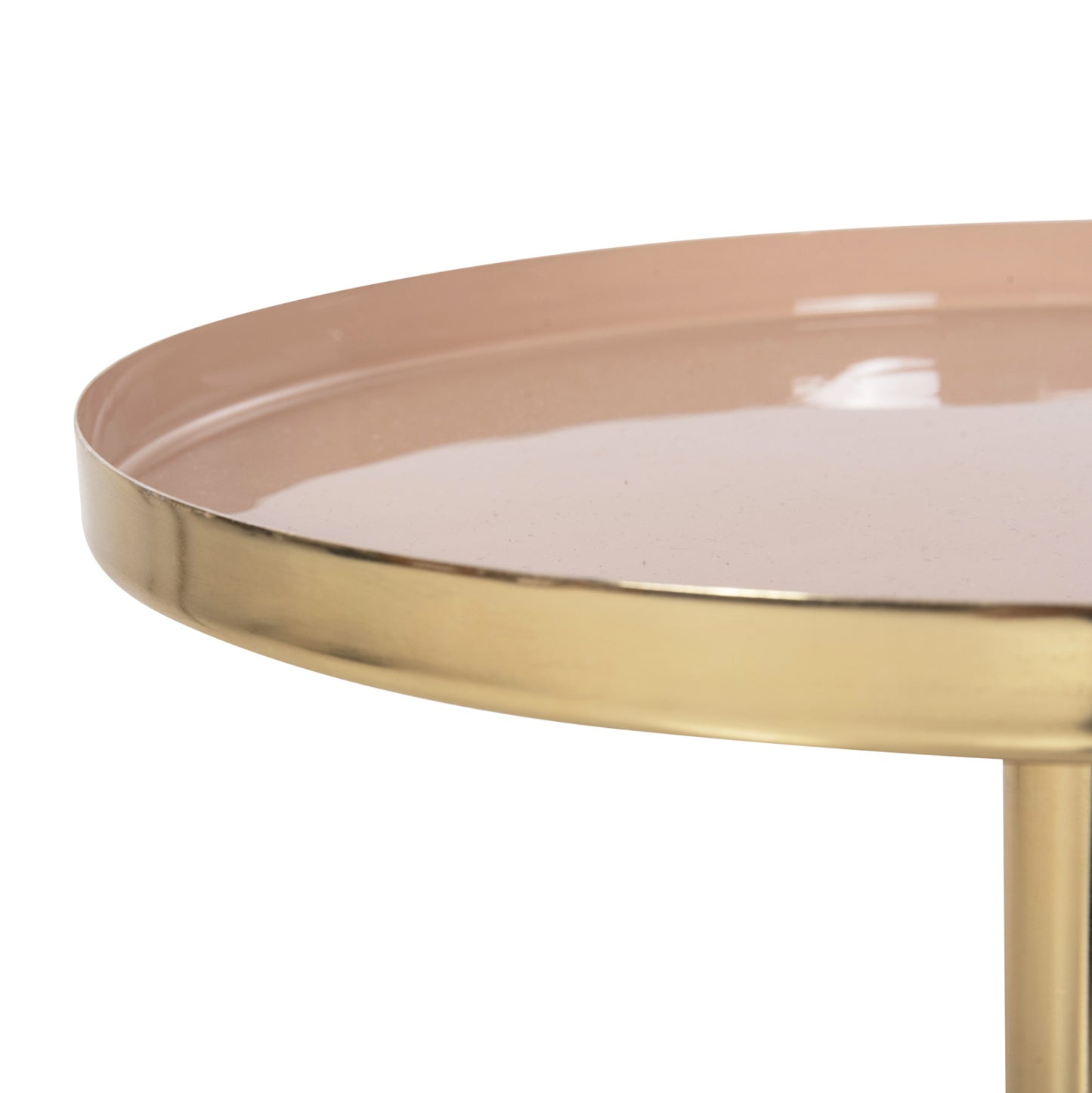 Side Table Round Utri Hm4384.10 Metal In Warm Pink-beige Φ35,5x44,5hcm.