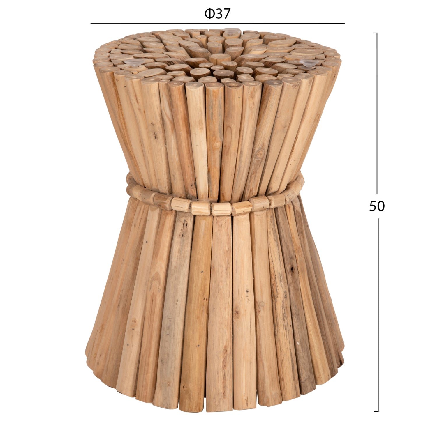 Side Table Round Cooter Hm9792 Teak Branches In Natural Φ37x50hcm.
