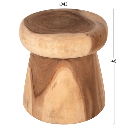 Side Table Round Cupre Hm9793 Solid Suar Wood-natural Φ43x46hcm.