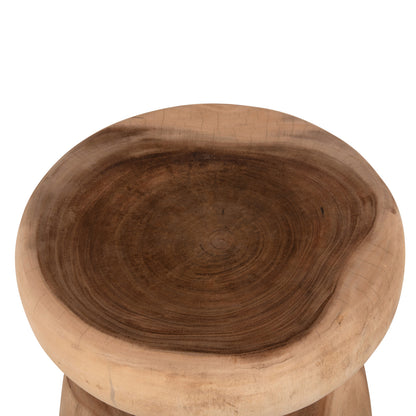 Side Table Round Cupre Hm9793 Solid Suar Wood-natural Φ43x46hcm.