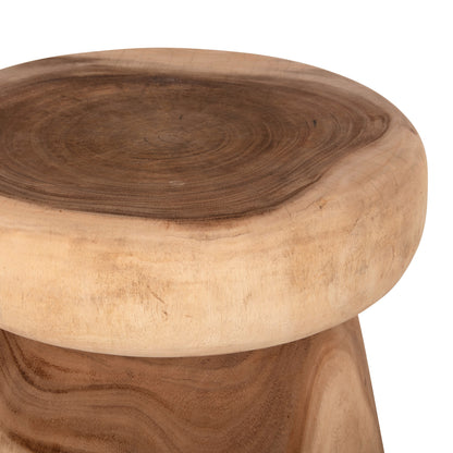 Side Table Round Cupre Hm9793 Solid Suar Wood-natural Φ43x46hcm.