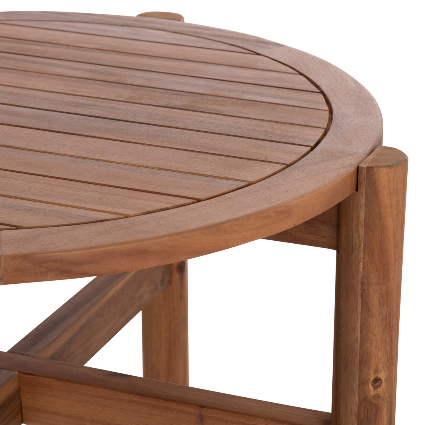 Outdoor Round Coffee Table Sanji Hm6222 Acacia Wood In Natural Color Φ66x48.5hcm